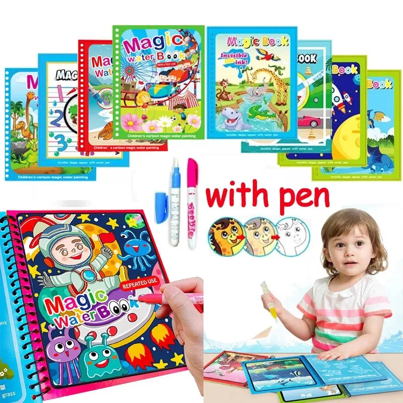 Magical Book with Pen Water Drawing