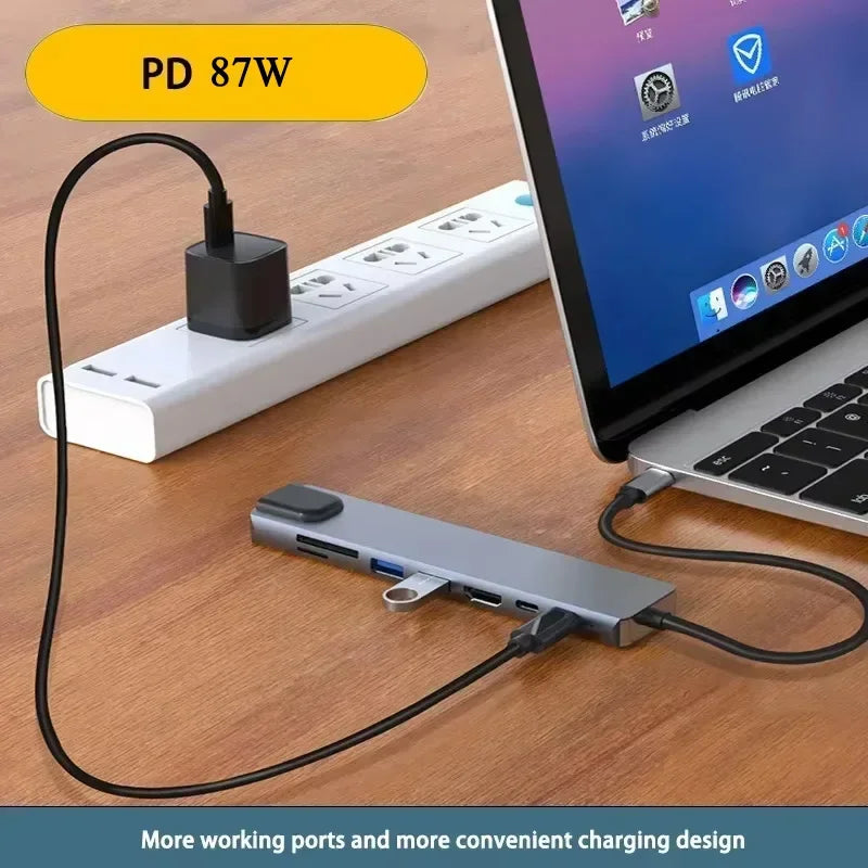 8 in 1 USB C HUB Type C Splitter with SD card reader