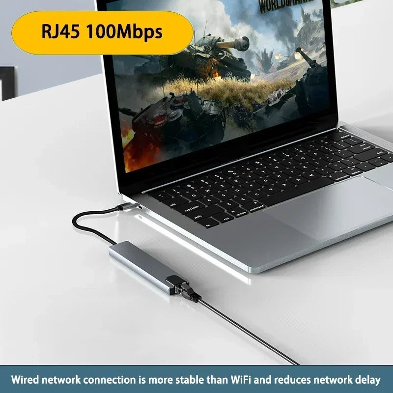 8 in 1 USB C HUB Type C Splitter with SD card reader