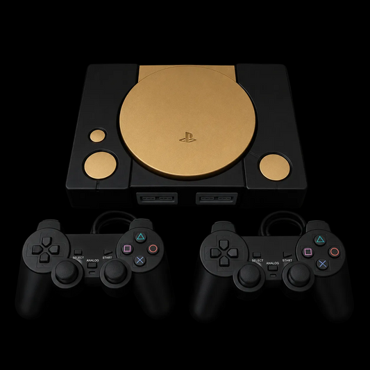 Gold & Black PS1 Console – Controller + Cables